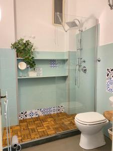 a bathroom with a shower and a toilet at Casa Marty in Positano