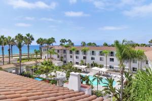 an aerial view of the resort with the ocean in the background at Hilton Garden Inn Carlsbad Beach in Carlsbad