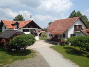 a house with a red roof and a driveway at House Ilija Hodak in Seliste Dreznicko