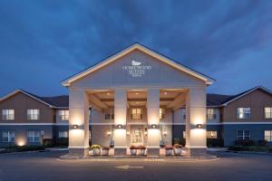 a hotel front view of a building at Homewood Suites by Hilton Mahwah in Mahwah