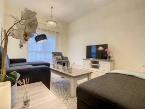 杜拜的住宿－Key View - Silicon Star，带沙发和电视的客厅
