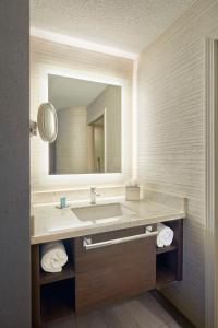 a bathroom with a sink and a mirror at DoubleTree by Hilton Atlanta Alpharetta-Windward in Alpharetta