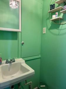 a bathroom with a sink and a mirror at Cosy 3-Bedroom Downtown Walk to Convention Center in Tampa