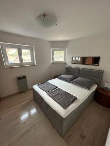 een slaapkamer met een groot bed in een kamer bij Apartment Stinjan in Pula