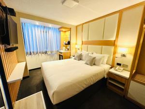 アレキパにあるOQ MIRADOR CLASSIC - AIRPORTの大きなベッドと窓のあるホテルの部屋