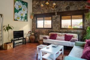 a living room with a couch and a tv at Apartamento rural Sé de un lugar in El Torno