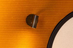 a close up of the strings of an acoustic guitar at Hôtel Aiglon in Paris