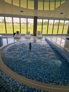 a large swimming pool with chairs in a building at Apartament Porta Mare BASEN SAUNA SPA Latika Dziwnów in Dziwnów +14 photos