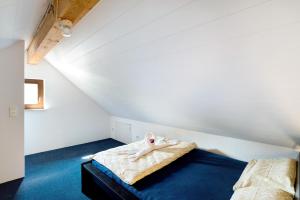 a bedroom with a bed in a attic at Haus Erika Ferienwohnung 2 in Bad Teinach-Zavelstein