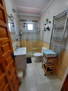 a bathroom with a shower and a toilet and a sink at Las Palmas 15C Oasis Properties in Nerja