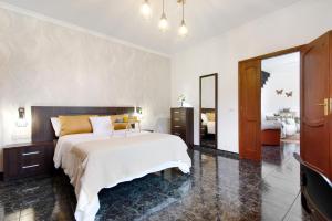 a bedroom with a large bed and a mirror at Las Monarcas in Teror