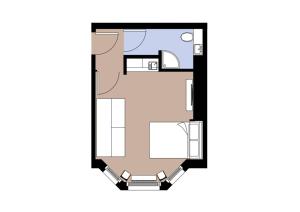 a vector drawing of a floor plan of a house at Apt 07 Beachside Beauty Central Studio Steps from Cafes in Brighton & Hove