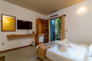 TV a/nebo společenská místnost v ubytování Nala Veli Beach & Spa