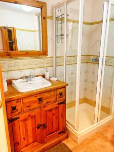 a bathroom with a sink and a shower at Villa EMMA in Málaga