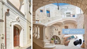 un collage de dos fotos de un edificio en Dimora Dell'Osanna Raro Villas Smart Rooms Collection en Carovigno
