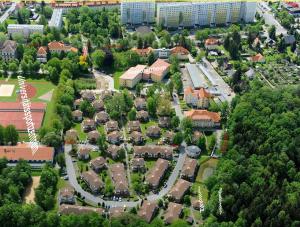 an overhead view of a town with houses at GottwaldHaus-Freiberg-Apartment / B in Freiberg