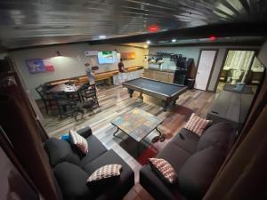 an overhead view of a room with a pool table at Game Junction in Montgomery