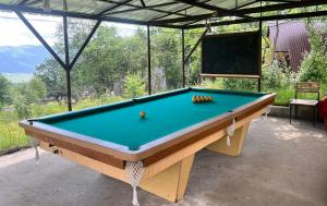 a pool table in front of a screen at GLAMPING WOLF MOUNt in Margahovit