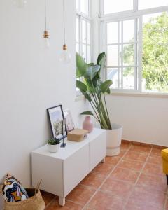 a living room with a white cabinet and a plant at Dear Faro - Guest House in Faro