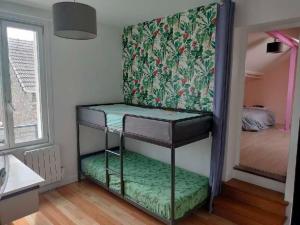 a room with two bunk beds in a room at Appartement vintage in Vitry-sur-Seine