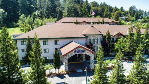 an aerial view of a resort with a building at Hilton Santa Cruz Scotts Valley in Santa Cruz