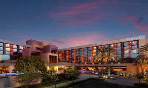 a rendering of a hotel at night at Hilton Orange County/Costa Mesa in Costa Mesa