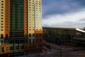 a group of tall buildings in a city at Embassy Suites by Hilton Denver Downtown Convention Center in Denver