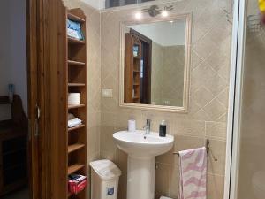 a bathroom with a sink and a mirror at Al Paese Vecchio in Vasanello