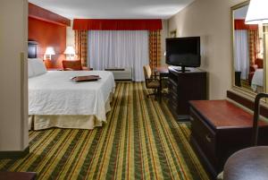 a hotel room with a bed and a flat screen tv at Hampton Inn Richmond-SW Hull Street in Midlothian