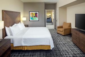 拉雷多Embassy Suites by Hilton Laredo的配有一张大床和一台电视的酒店房间