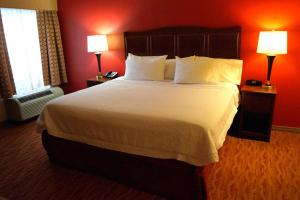 1 cama grande en una habitación de hotel con 2 lámparas en Hampton Inn Altoona, en Altoona