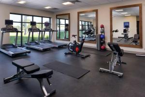 Hampton Inn Cedar Falls Downtown, Ia的健身中心和/或健身设施