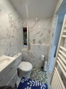 a bathroom with a toilet and a sink at Les chambre de amour in Urrugne +39 photos