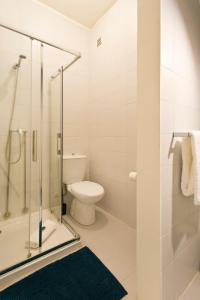 un bagno con wc e doccia in vetro di Porto City Center Mercado do Bolhão Prime location jesuína e as 3 janelas a Porto