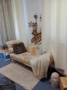 ein Wohnzimmer mit einem Sofa und einem Stuhl in der Unterkunft Bizarres Wohnen in Sankt Leon-Rot