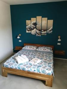 מיטה או מיטות בחדר ב-Villa del Lupo