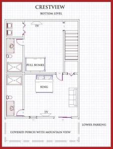 eine Zeichnung eines Grundrisses eines Hauses in der Unterkunft Crestview-Spectacular 3 bed 3 bath 5 min to slopes in Banner Elk