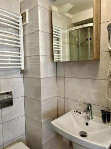 カルパチにあるAzalia Karpaczのバスルーム(洗面台、鏡付)