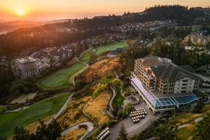 an aerial view of the resort with the sunset in the background at The Westin Bear Mountain Resort & Spa, Victoria in Victoria