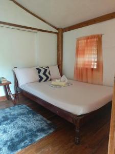 uma cama num quarto com uma janela em MiL's Hillside Tourist Inn em San Vicente