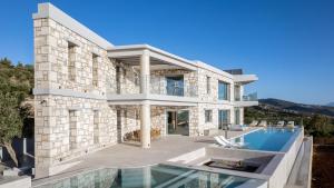 a rendering of a house with a swimming pool at Sky Birds Villa - Holistic Escape in Skinária