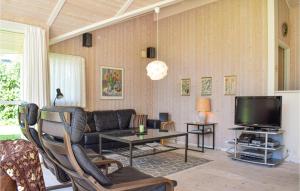 ジルレジェにあるBeautiful Home In Gilleleje With 3 Bedrooms, Sauna And Wifiのリビングルーム(ソファ、テレビ付)