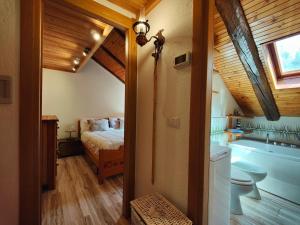 塞薩納托里內塞的住宿－Hostdomus - Bouvier Apartment，客房内的浴室设有床和浴缸