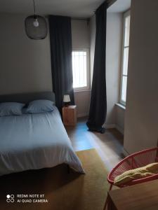 een slaapkamer met een bed en 2 ramen bij Bel appartement dans centre historique avignon in Avignon