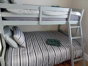 a bunk bed with a cushion on the bottom bunk at SMUGGLERS HATCH in Marske-by-the-Sea