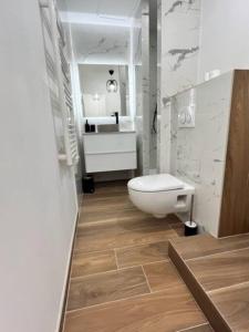 ein Badezimmer mit Toilette und Waschbecken in der Unterkunft Appartement neuf 4pers, remparts in Guérande