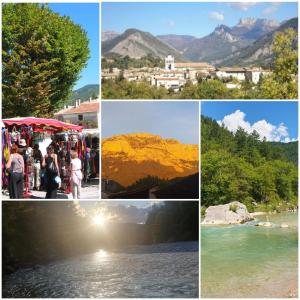a collage of photos with mountains in the background at Chambre indépendante in Die