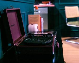 a stove top oven sitting on top of a table at The Greeen Room in Launceston