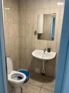 a bathroom with a toilet and a sink at Shabla Lux Guest Houses in Shabla +14 photos