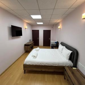 een ziekenhuiskamer met een bed en een flatscreen-tv bij Hotel Four Season in Tbilisi City